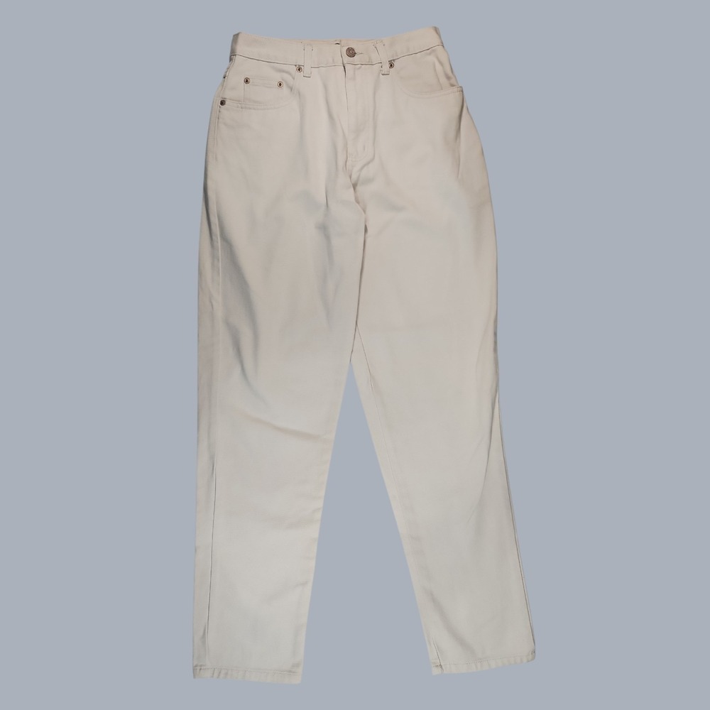 VTG 90 Bill Blass Cream Off White High Waisted Mom Jeans Easy Fit Tall 33 Size 8